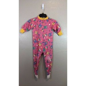 Vintage 90's Circo Kids Size 4 Pink Clowns Zip Up Footie Pajamas USA Movie Prop